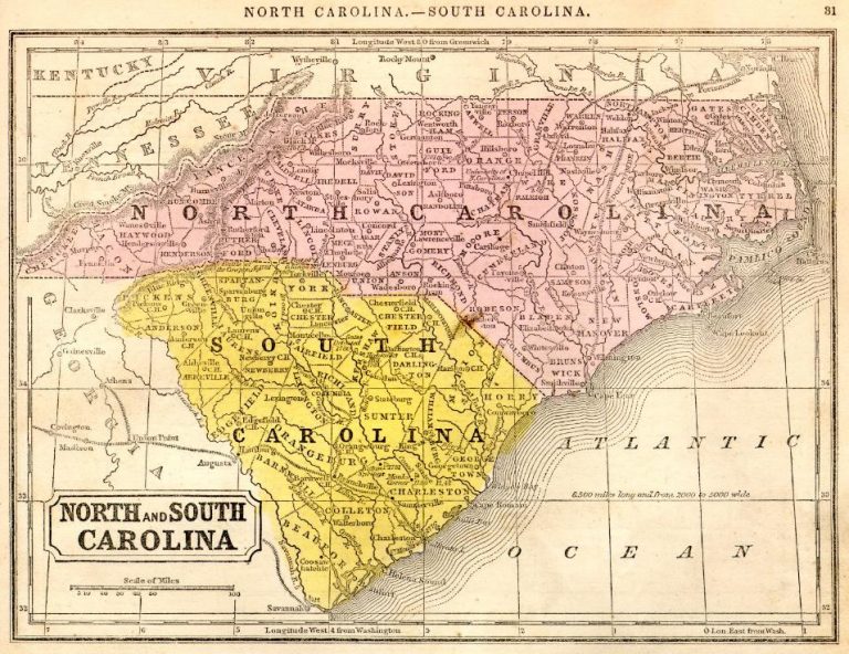 North Carolina   South Carolina 1851 Map 956x737 1 768x592 