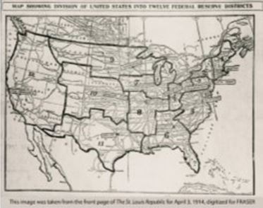 map of 1914 Federal Reserve Districts