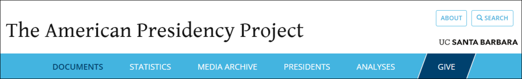 American Presidency Project's web page's banner