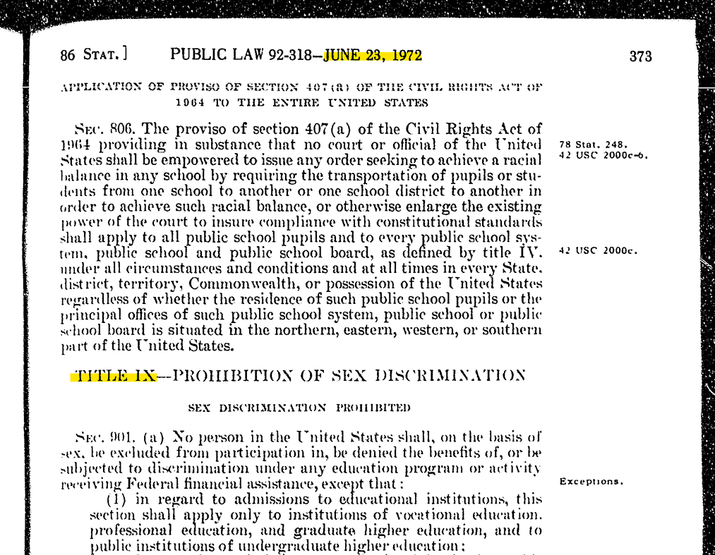 screenshot of page 373 (as numbered at top right, or page 139 of the pdf, where Title IX - PROHIBITION OF SEX DISCRIMINATION begins