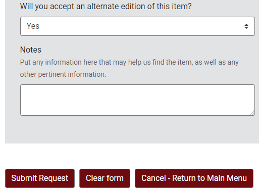 Will you accept an alternate edition of this item?
Notes
Submit Request